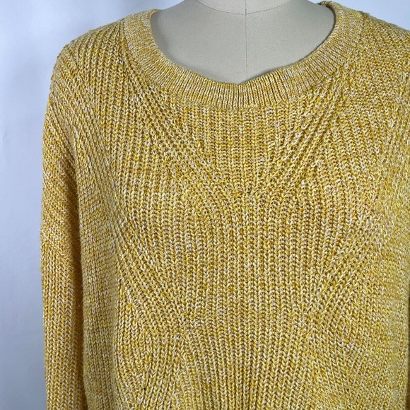 Express Womens Open Knit Back Crop Sweater Yellow, Sz M - Picture 4 of 10